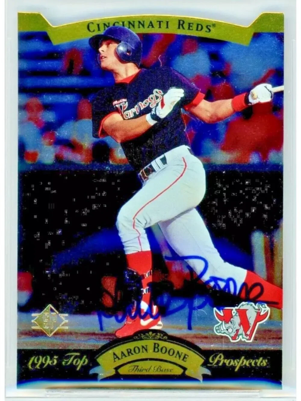 Aaron Boone Signed 1995 UD SP Top Prospects Card Cincinnati Reds BAS Slab Auto